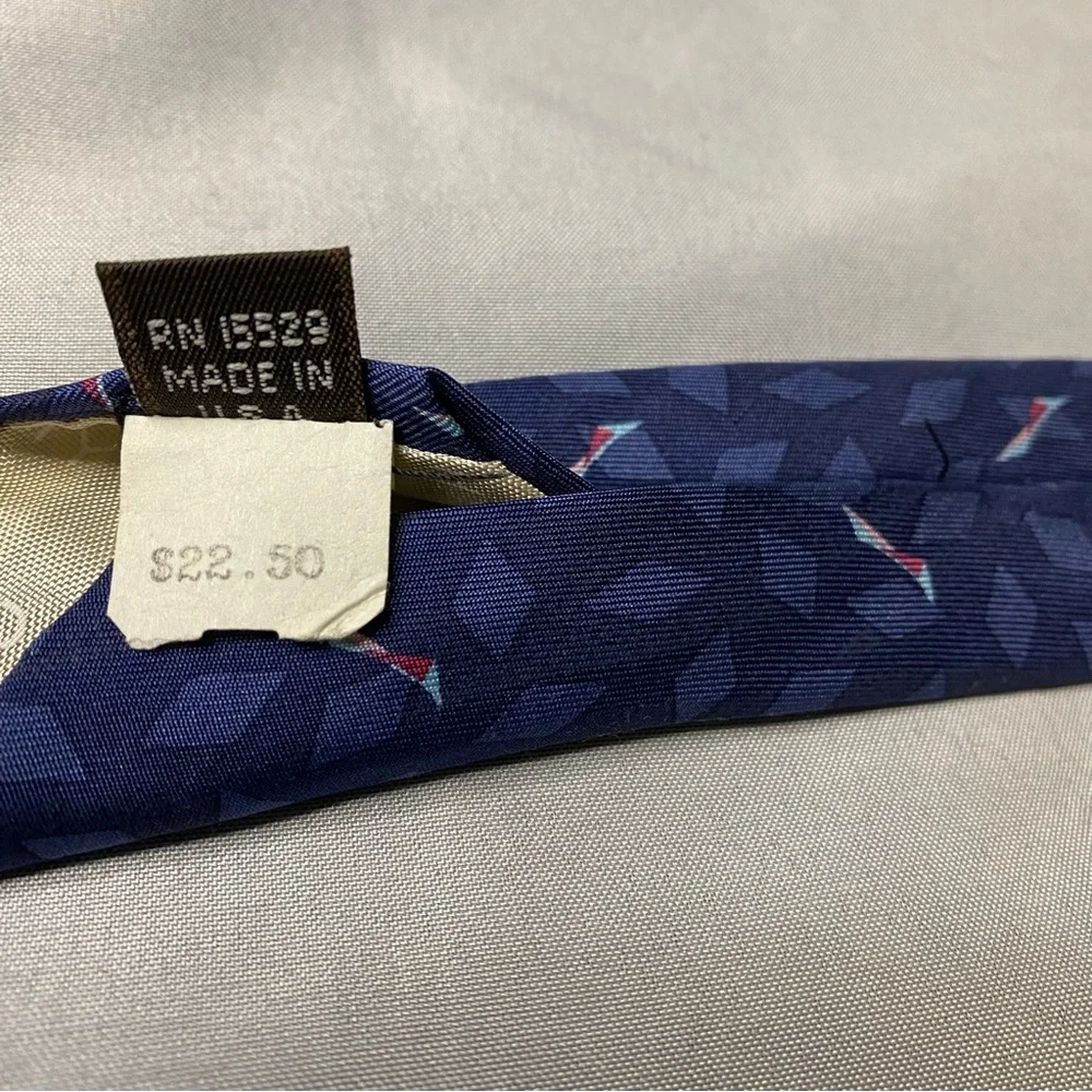 Vintage Gievenchy‎ Monsieur Neck Tie Silk Geometric Print Blue Italy